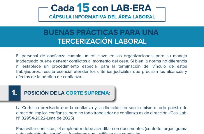 PERSONAL DE CONFIANZA Y DE DIRECCIÓN: PRECISIONES DE LA CORTE SUPREMA Y SU IMPACTO EN LA GESTIÓN LABORAL