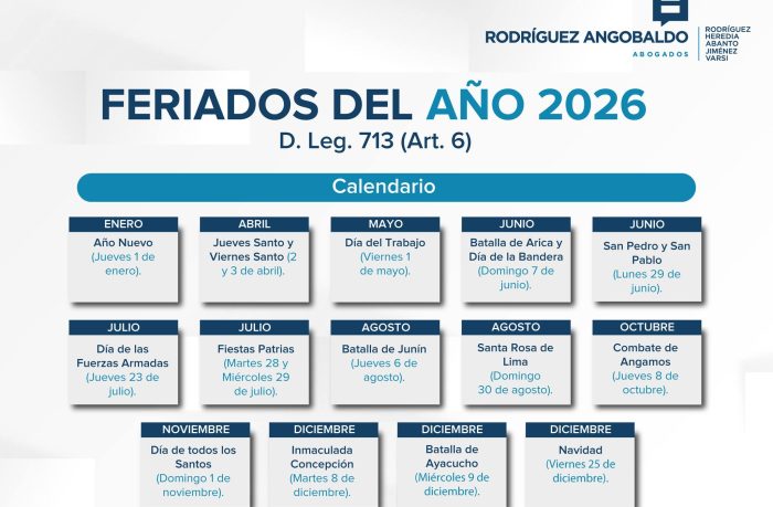 En Calendario de feriados para 2026